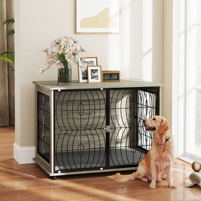 PAWROOM - Hundkoja för inomhusbruk med ventilation, grå, 100×60×73,5 cm