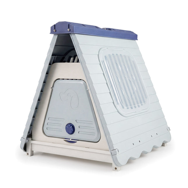 PAWROOM - Outdoor Dog House, Ventilated Windows, Foldable, Blue