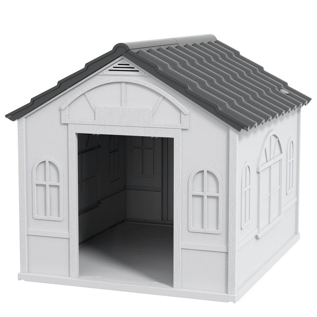 PAWROOM - Hundkoja för utomhusbruk med ventilation, grå, 65×75,7×63 cm