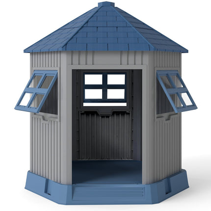 PAWROOM - Hundkoja för utomhusbruk med ventilation, grå/blå, 76×90×96 cm