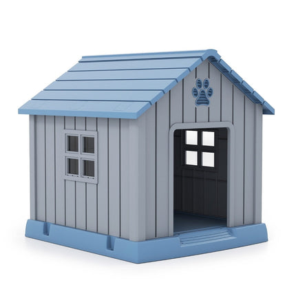PAWROOM - Hundkoja med avtagbart tak och ventilation, blå, 76×83×83 cm