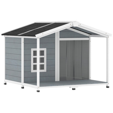 PAWROOM - Hundkoja med öppningsbart tak, grå/vit/svart, 103×107×83,5 cm