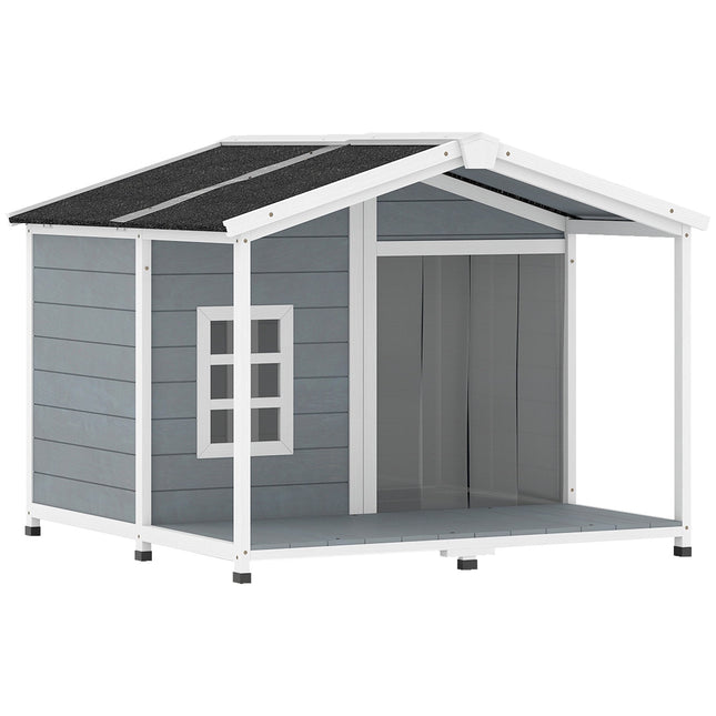PAWROOM - Hundkoja med öppningsbart tak, grå/vit/svart, 103×107×83,5 cm
