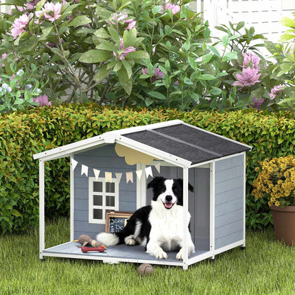PAWROOM - Hundkoja med öppningsbart tak, grå/vit/svart, 103×107×83,5 cm