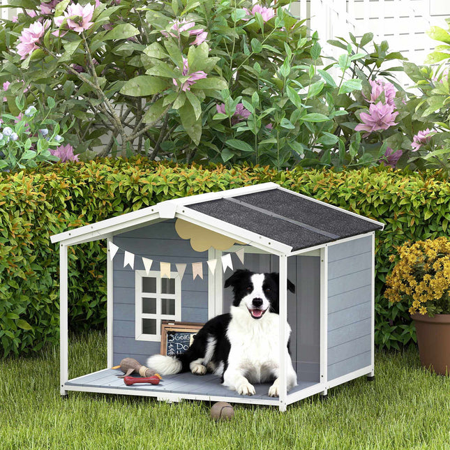 PAWROOM - Hundkoja med öppningsbart tak, grå/vit/svart, 103×107×83,5 cm