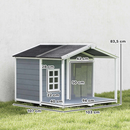 PAWROOM - Hundkoja med öppningsbart tak, grå/vit/svart, 103×107×83,5 cm