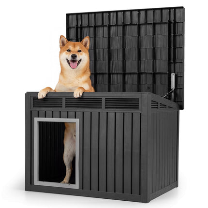 PAWROOM - Dog House, Weatherproof Hinged Roof, Medium 81x64x61cm