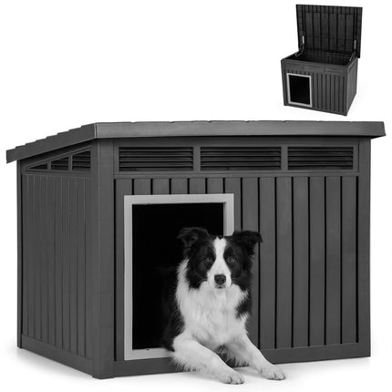 PAWROOM - Dog House, Weatherproof Hinged Roof, Medium 81x64x61cm
