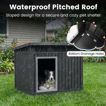 PAWROOM - Dog House, Weatherproof Hinged Roof, Medium 81x64x61cm