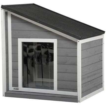 PAWROOM - Hundkoja med öppningsbart tak, svart/grå/vit, D02-151V00GY