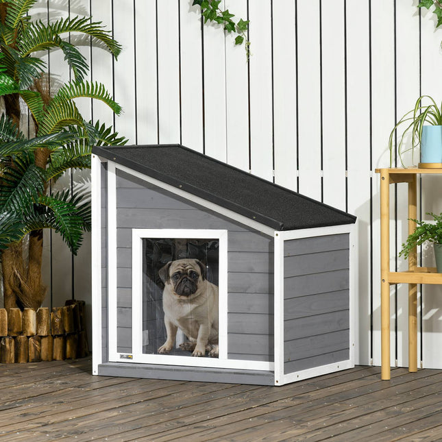 PAWROOM - Hundkoja med öppningsbart tak, svart/grå/vit, D02-151V00GY