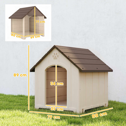 PAWROOM - Weatherproof Dog House 88 x 79 x 89 cm, Raised Floor