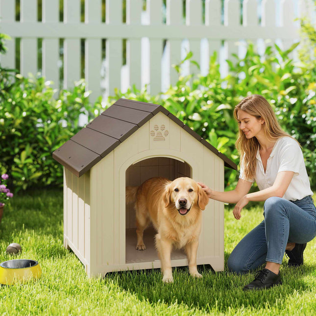 PAWROOM - Hundkoja med ventilation, beige/mörkbrun, 88×79×89 cm