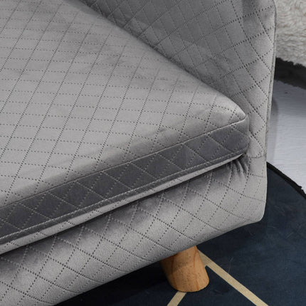 PAWROOM - Velvet sofa for small dogs, wooden legs, grey