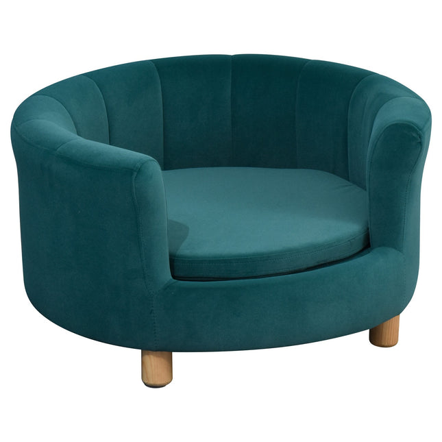 PAWROOM - Hundsoffa i sammetstyg med skumfyllning, grön, 65×64×37 cm