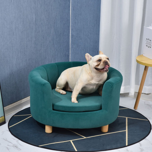 PAWROOM - Hundsoffa i sammetstyg med skumfyllning, grön, 65×64×37 cm