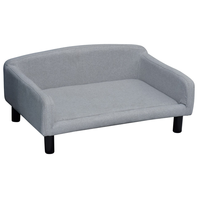PAWROOM - Hundsoffa i sammetstyg med skumfyllning, ljusgrå, 82×54×36 cm
