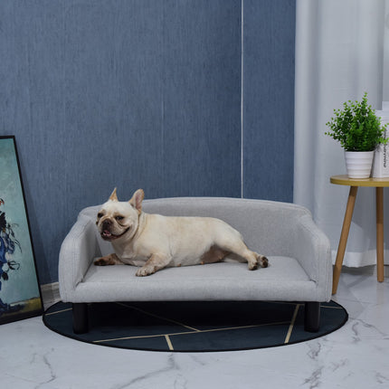 PAWROOM - Hundsoffa i sammetstyg med skumfyllning, ljusgrå, 82×54×36 cm