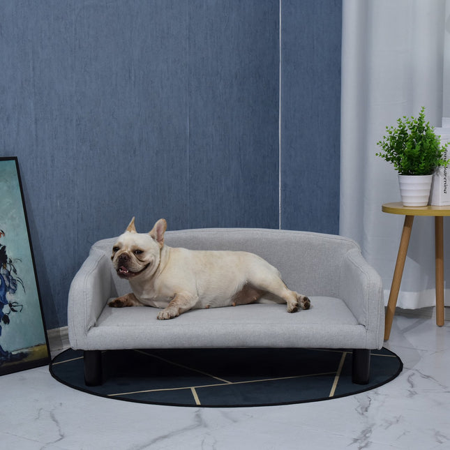 PAWROOM - Hundsoffa i sammetstyg med skumfyllning, ljusgrå, 82×54×36 cm