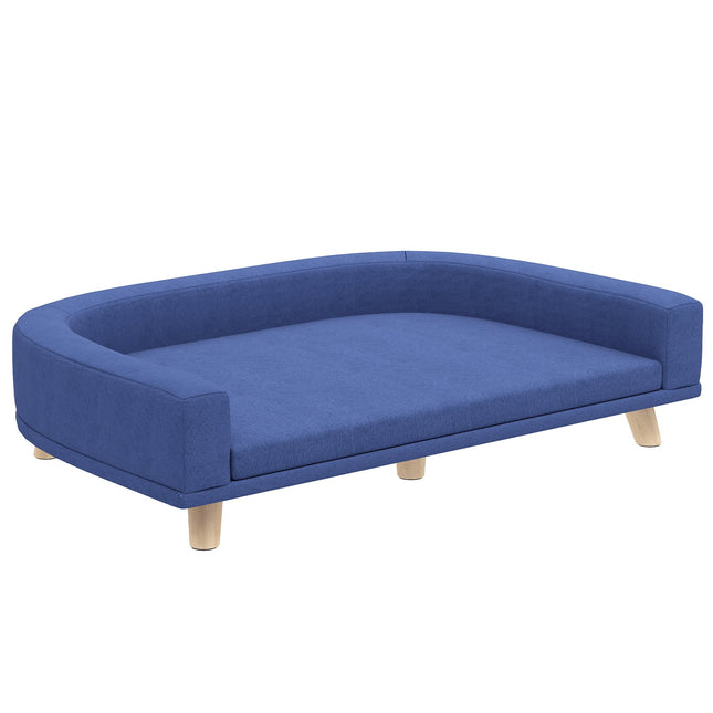 PAWROOM - Hundsoffa med avtagbar dyna och mjuk plysch, blå, 98×67×25 cm