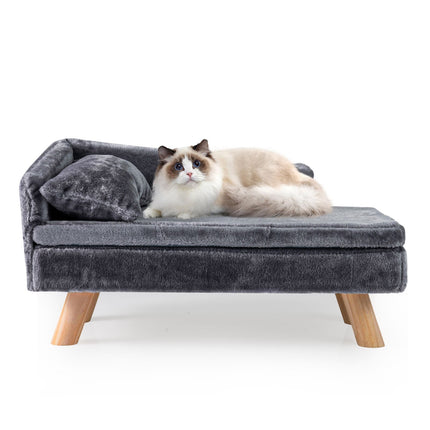 PAWROOM - Hundsoffa med avtagbar dyna och mjuk plysch, grå, 71×43×40 cm