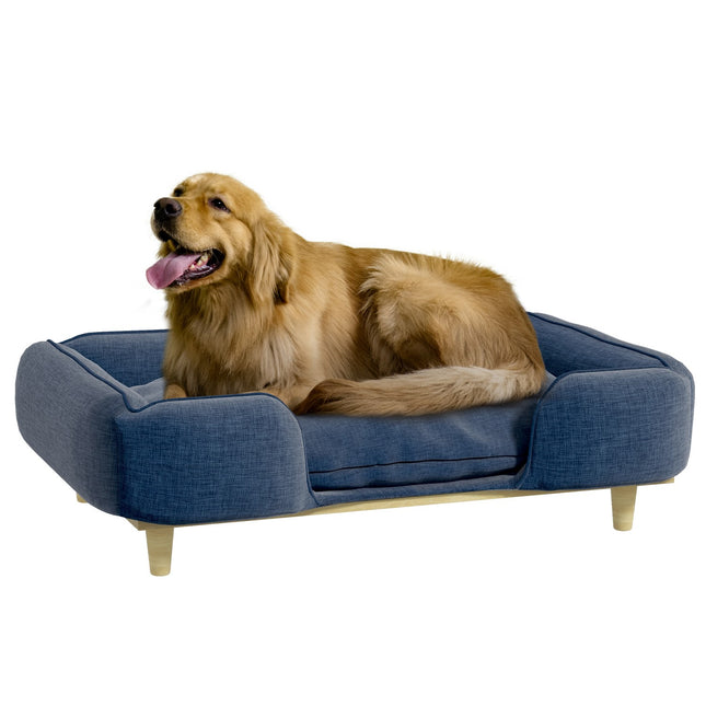PAWROOM - Hundsoffa med avtagbar dyna och skumfyllning, blå, 96×66×24 cm