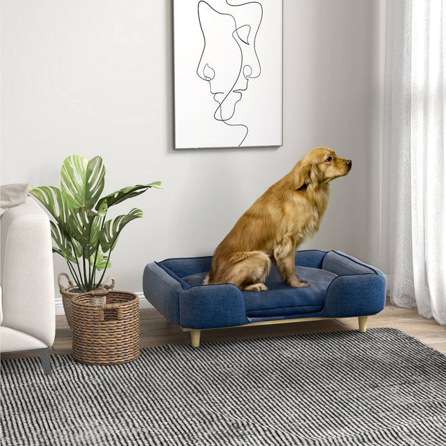 PAWROOM - Hundsoffa med avtagbar dyna och skumfyllning, blå, 96×66×24 cm