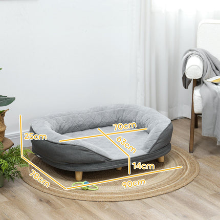PAWROOM - Hundsoffa med avtagbart överdrag och skumfyllning, grå, 90×78×25 cm