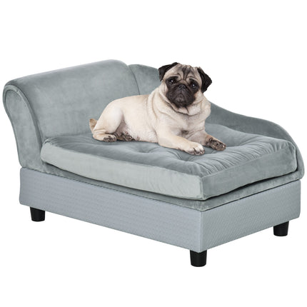 PAWROOM - Hundsoffa med förvaring och mjuk plysch, ljusgrå, 76×45×43 cm