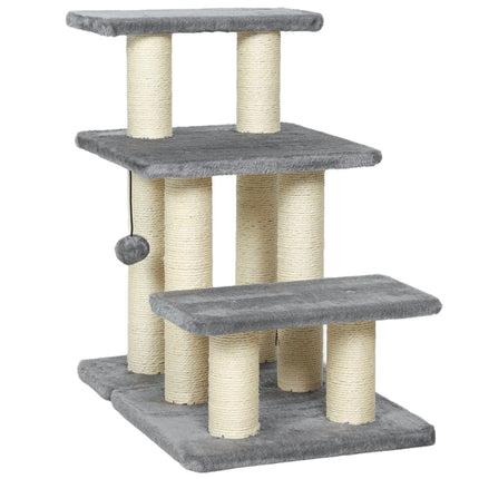 PAWROOM - Hundtrappa 3 steg, grå/cremevit, 52×34,5×54 cm – till säng och soffa
