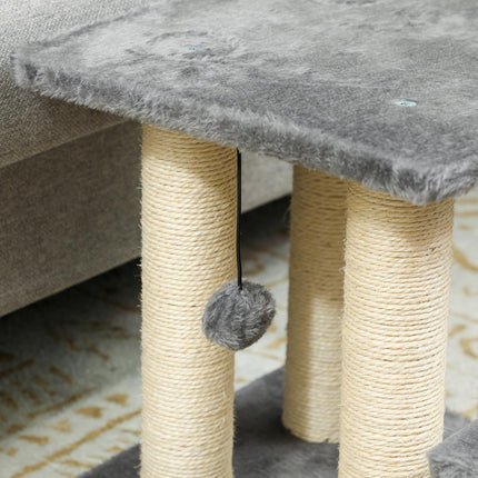 PAWROOM - Hundtrappa 3 steg, grå/cremevit, 52×34,5×54 cm – till säng och soffa