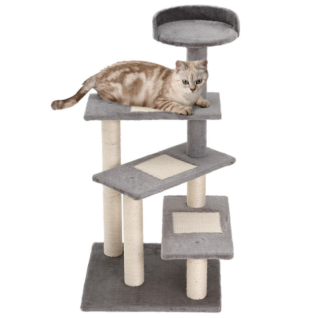 PAWROOM - Hundtrappa 5 steg, beige/grå, 48,5×48,5×100 cm – till säng och soffa