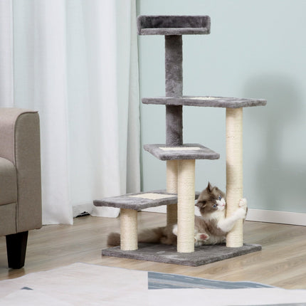 PAWROOM - Hundtrappa 5 steg, beige/grå, 48,5×48,5×100 cm – till säng och soffa
