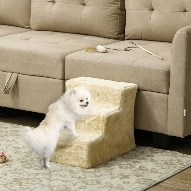 PAWROOM - Hundtrappa för vägen upp till säng och soffa, beige, 46×35×35 cm
