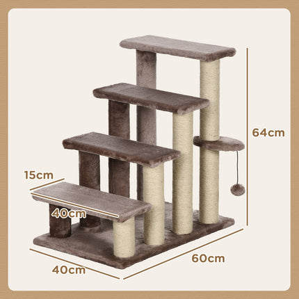 PAWROOM - Hundtrappa för vägen upp till säng och soffa, brun, 60×40×64 cm