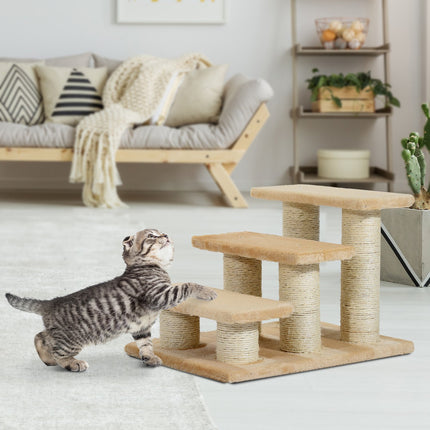 PAWROOM - 3-step plush stairs for dogs and cats, cream, 45x35x34 cm