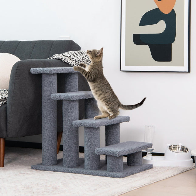 PAWROOM - Animal stairs climbing tree cat stairs for cats up to 25 kg 61 x 41 x 60 cm gray