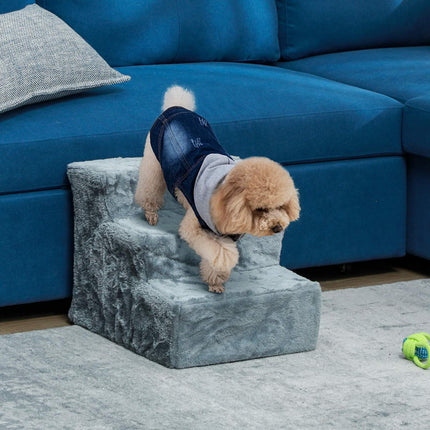 PAWROOM - Hundtrappa för vägen upp till säng och soffa, ljusgrå, 46×35×35 cm