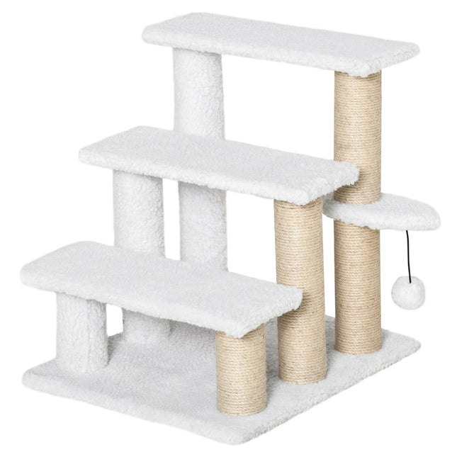 PAWROOM - Hundtrappa för vägen upp till säng och soffa, vit, 45×40×48 cm