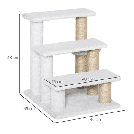 PAWROOM - Hundtrappa för vägen upp till säng och soffa, vit, 45×40×48 cm