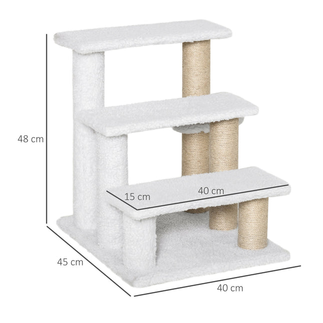 PAWROOM - Hundtrappa för vägen upp till säng och soffa, vit, 45×40×48 cm