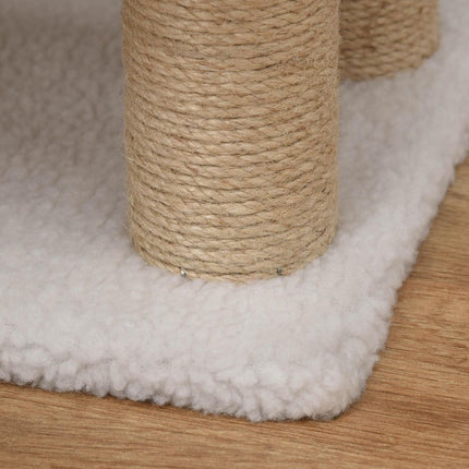PAWROOM - Pet Stairs with Scratching Post, 4 Steps, Plush Jute White