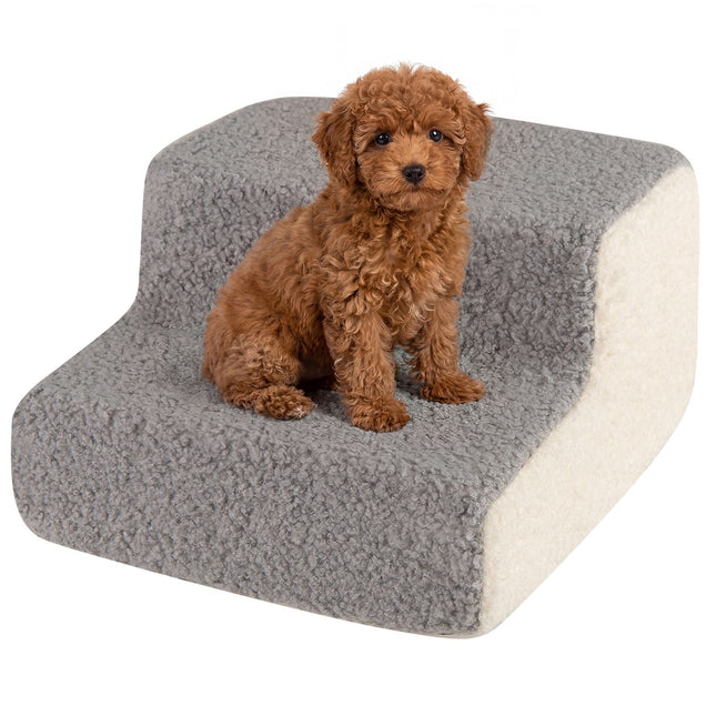 PAWROOM - 2-Step Foam Pet Ramp with Washable Cover, Non-Slip Base