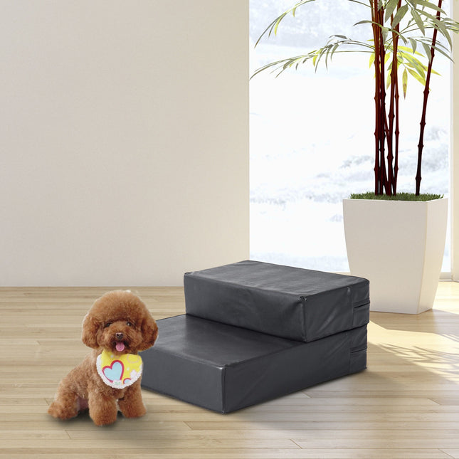 PAWROOM - Hundtrappa med 2 steg och skumfyllning, svart, 45×39×20 cm