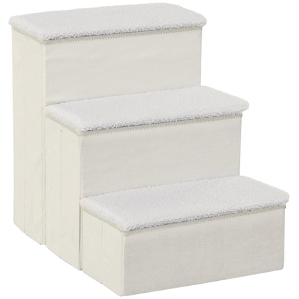 PAWROOM - Hundtrappa med 3 steg och förvaring, vit, 40×54×48 cm