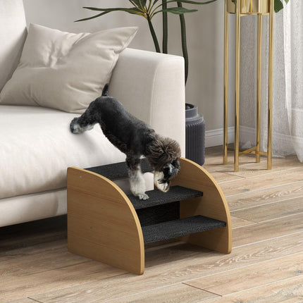 PAWROOM - Dog stairs with side wall, non-slip oak, for small pets