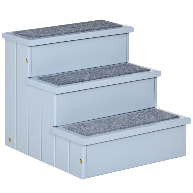 PAWROOM - Hundtrappa med 3 steg och halkskydd, grå, 40,5×44,5×38 cm