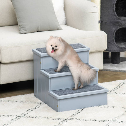 PAWROOM - Hundtrappa med 3 steg och halkskydd, grå, 40,5×44,5×38 cm