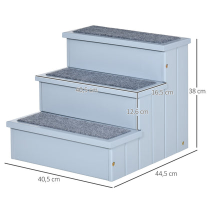 PAWROOM - Hundtrappa med 3 steg och halkskydd, grå, 40,5×44,5×38 cm