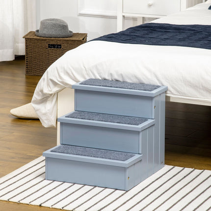 PAWROOM - Hundtrappa med 3 steg och halkskydd, grå, 40,5×44,5×38 cm